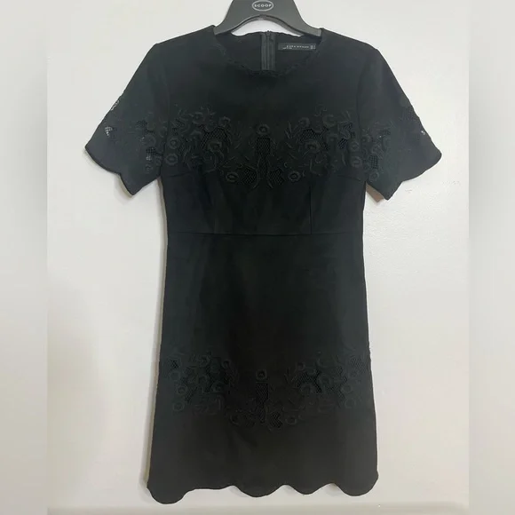 Gorgeous ZARA Black Suede Lace Cutout Dress - Picture 5 of 7
